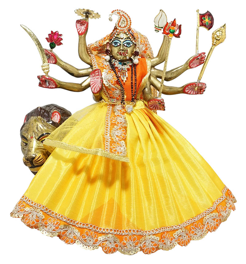 Amfez Yellow Orange Embroidery Lace Durga Ji Dress