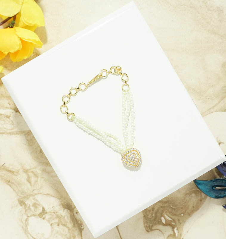 White AD Stone Pearl Beads Necklace/ Mala ( 2 Inch )