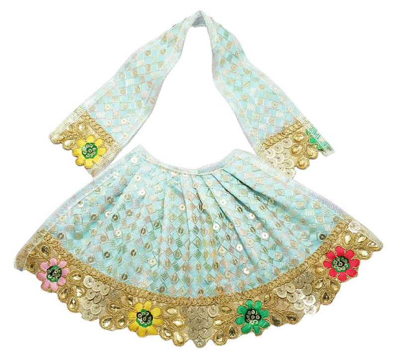 Sky Blue Embroidery Lace Work Lehnga Patka