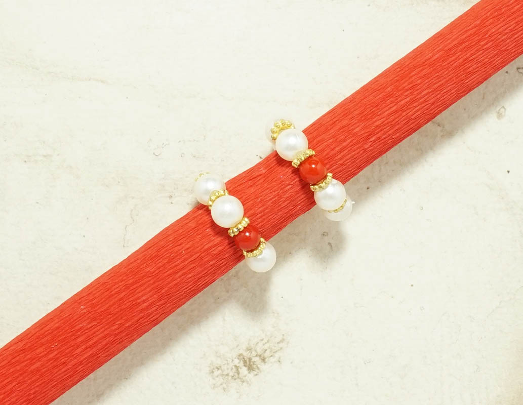 Red White Moti Work Adjustable Laddu Gopal Bracelets