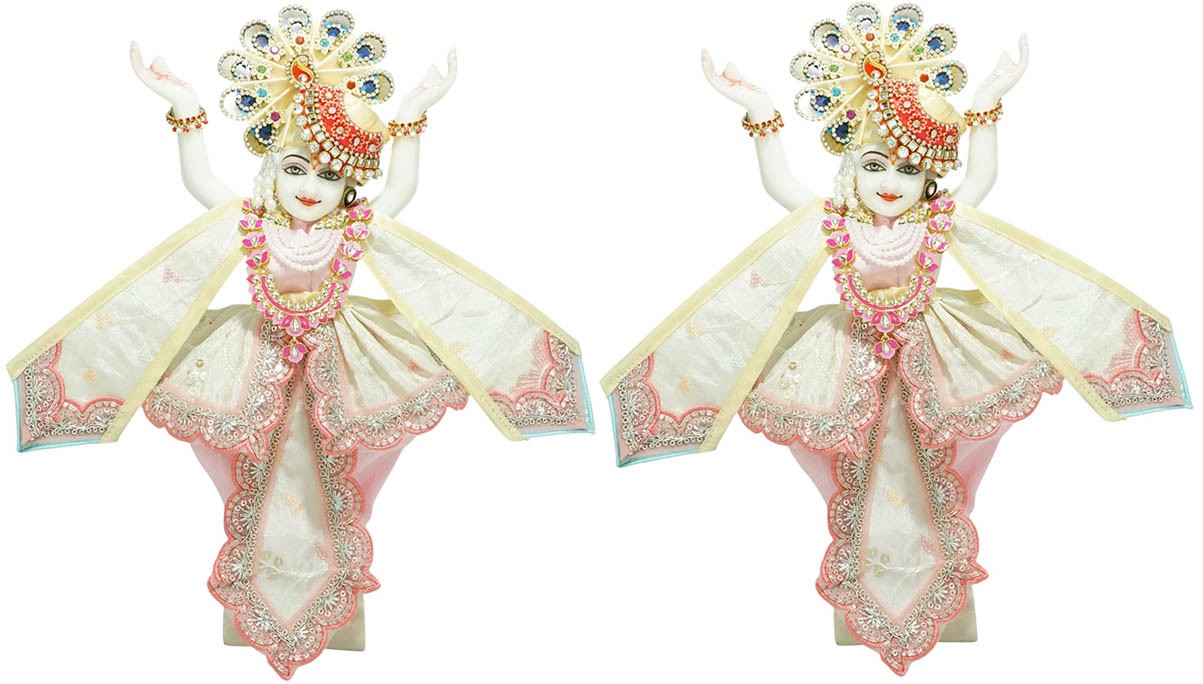 Designer Gaur Nitai Cream Pink Embroidery Lace Work Dress