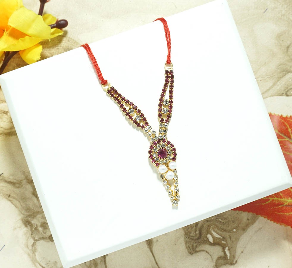 Red Stone Work Necklace ( 2.5 Inch )