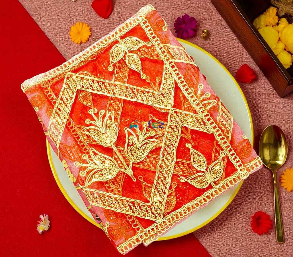 Red Glitter Printed Work Shagun Envelope