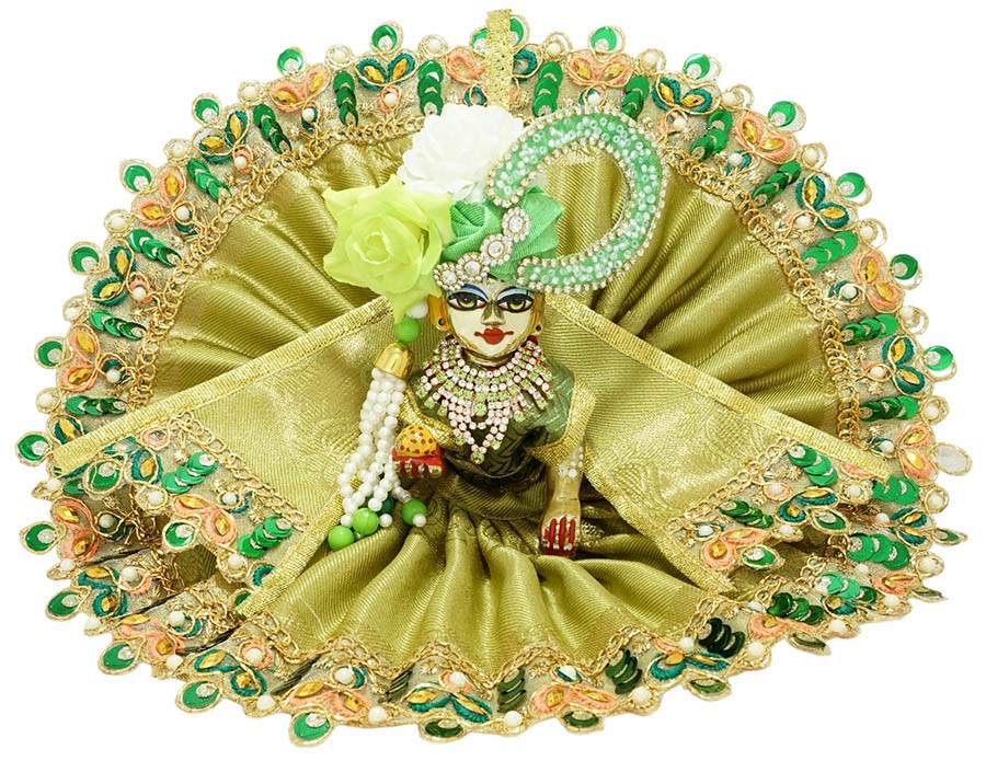 Laddu Gopal Green Embroidery Lace 3-Piece Dress