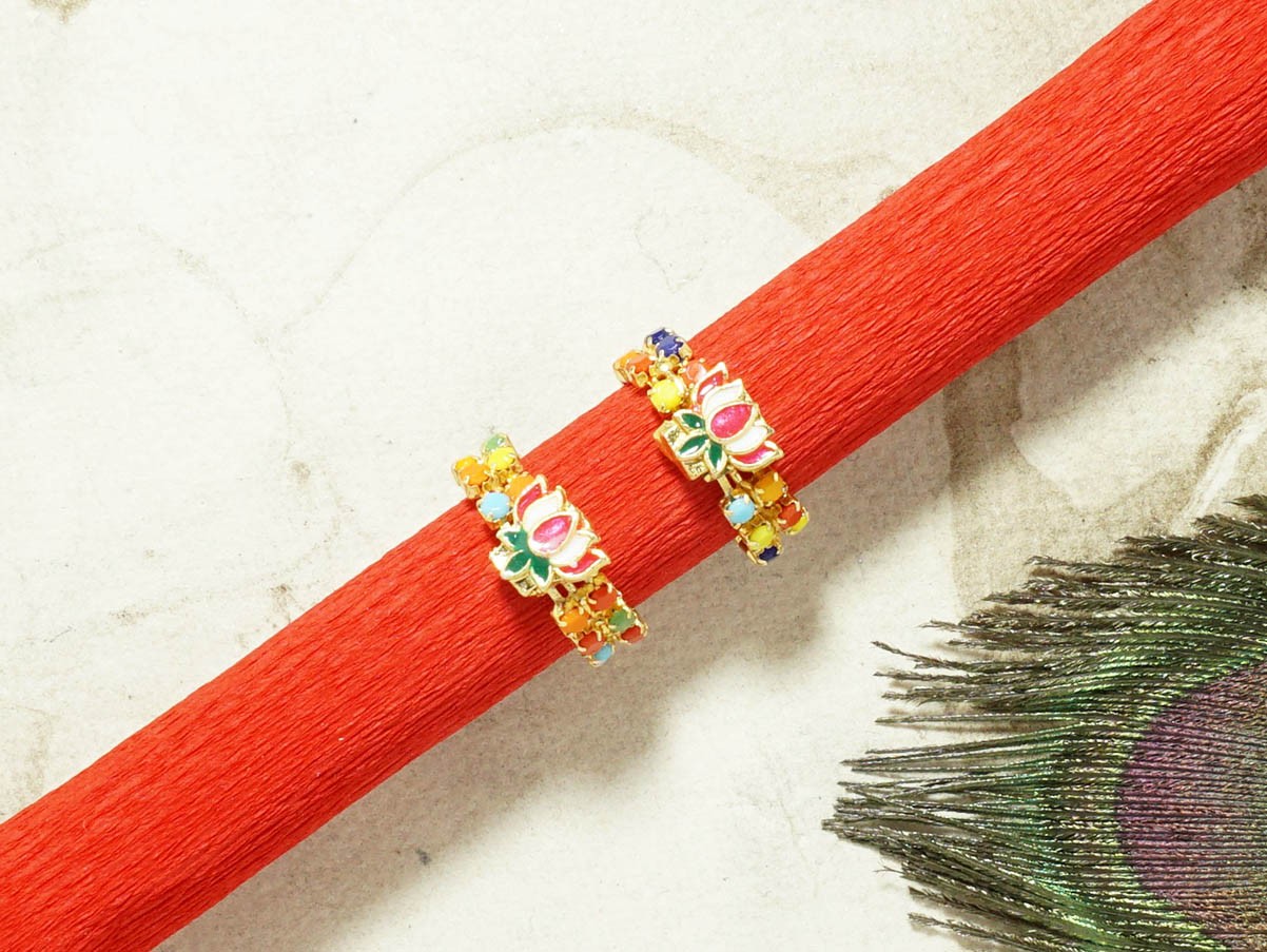 Multi Stone Meena Work Lotus Bracelets