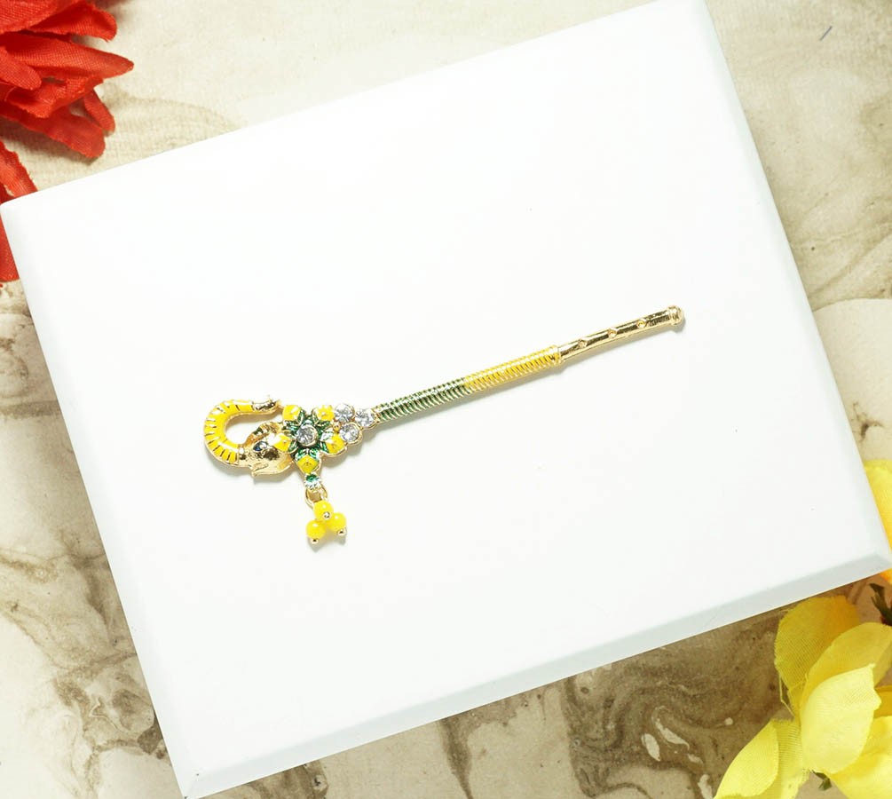 Green Meena Stone Work Flute ( 3 Inch )