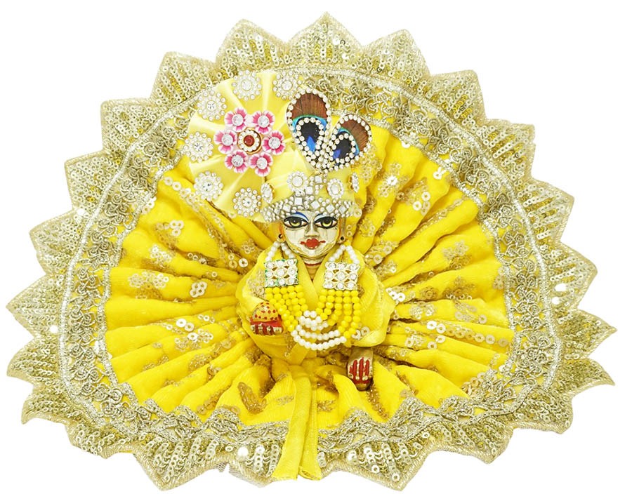 Laddu Gopal Yellow Shaneel Lace Work Dress