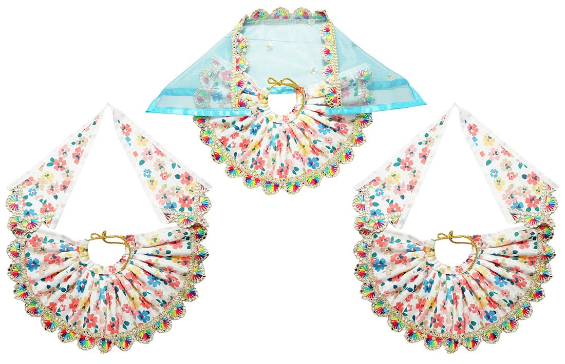 Jagannath Ji Multi Floral Embroidery Lace Work Dress