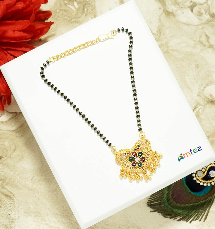 Golden Meenakari Mangalsutra (Height 4 Inch)