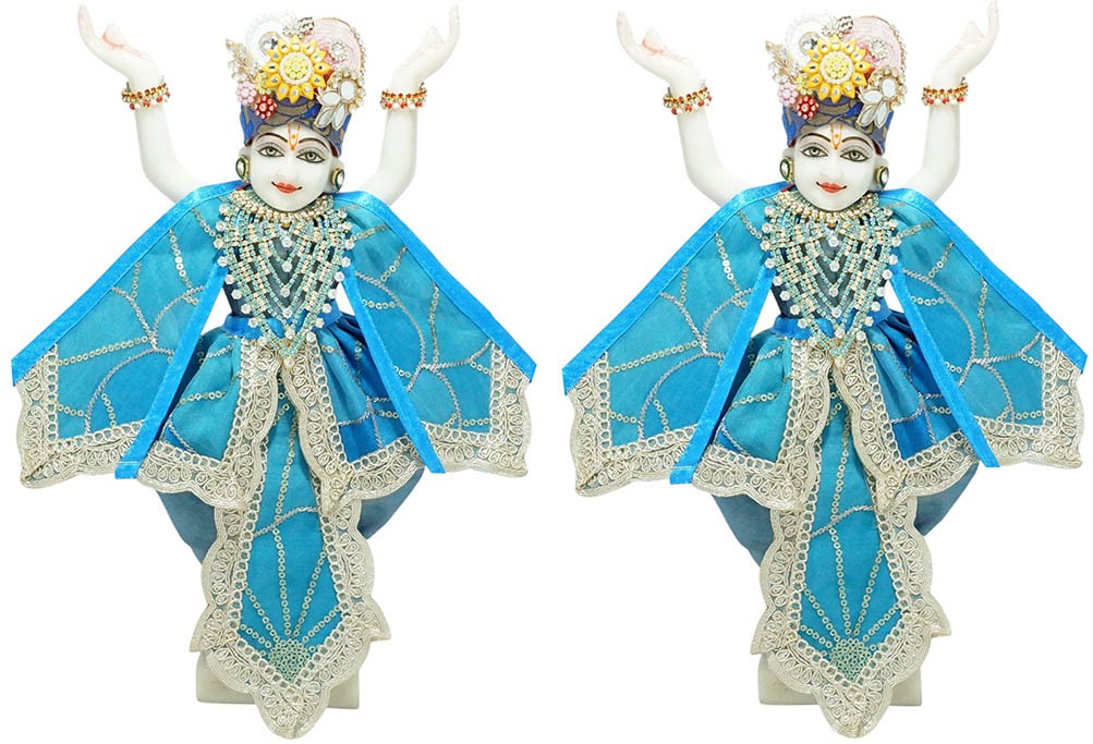 Designer SkyBlue Sequence Embroidery Lace Work Gaur Nitai Dress