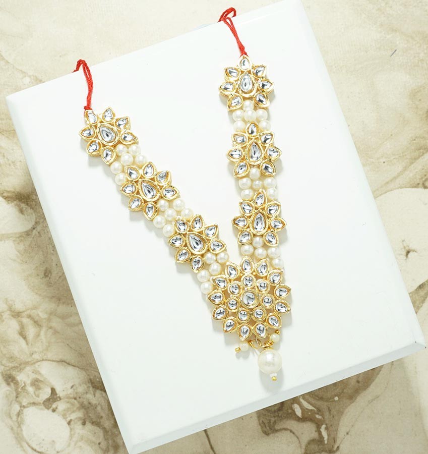 Beautiful White Heavy Kundan Pearl Beads Necklace/Mala (4 & 6 Inch )