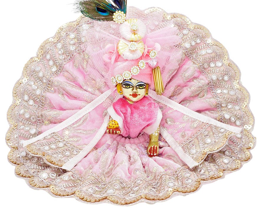 Laddu Gopal Pink Embroidery Lace 3-Piece Shaneel Dress