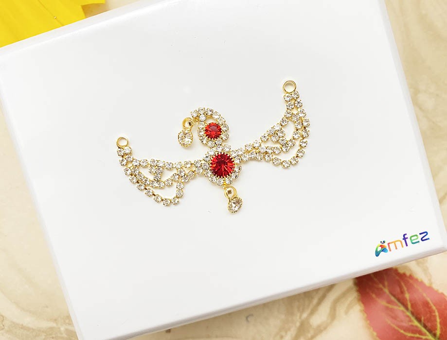 Red & White Stone Work Chandrika
