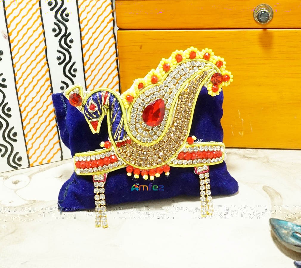 Red Yellow Zardozi Mukut Mala Set main image 1