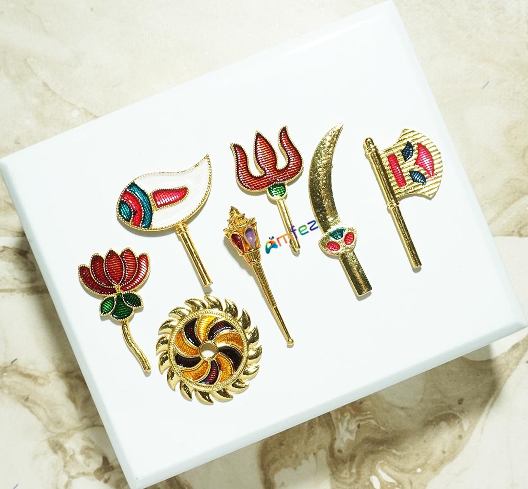 Golden Alloy Multi Meena Work Durga Shastra