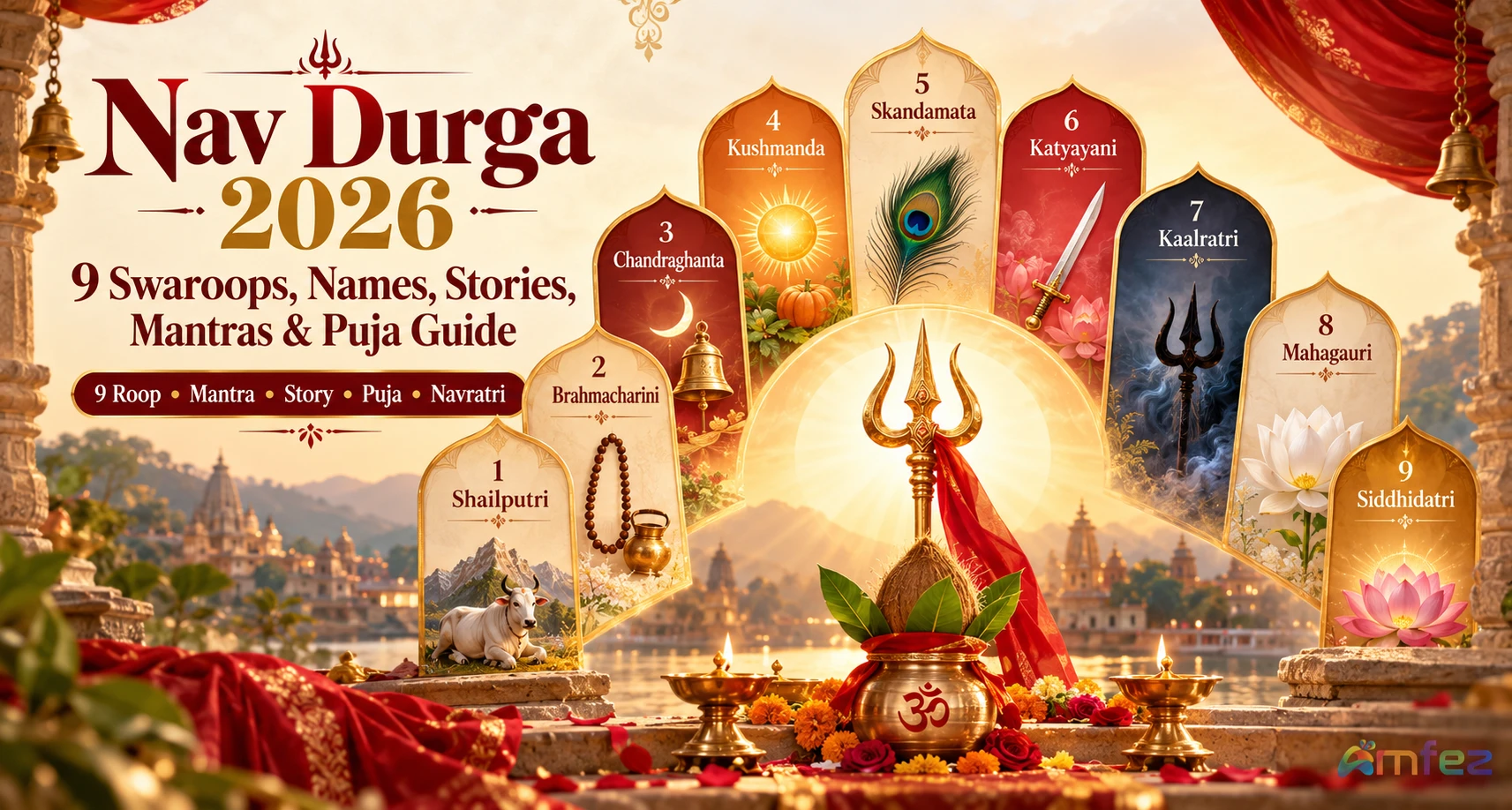 Nav Durga — 9 Swaroops, Names, Stories, Mantras & Navratri Puja Guide 2026