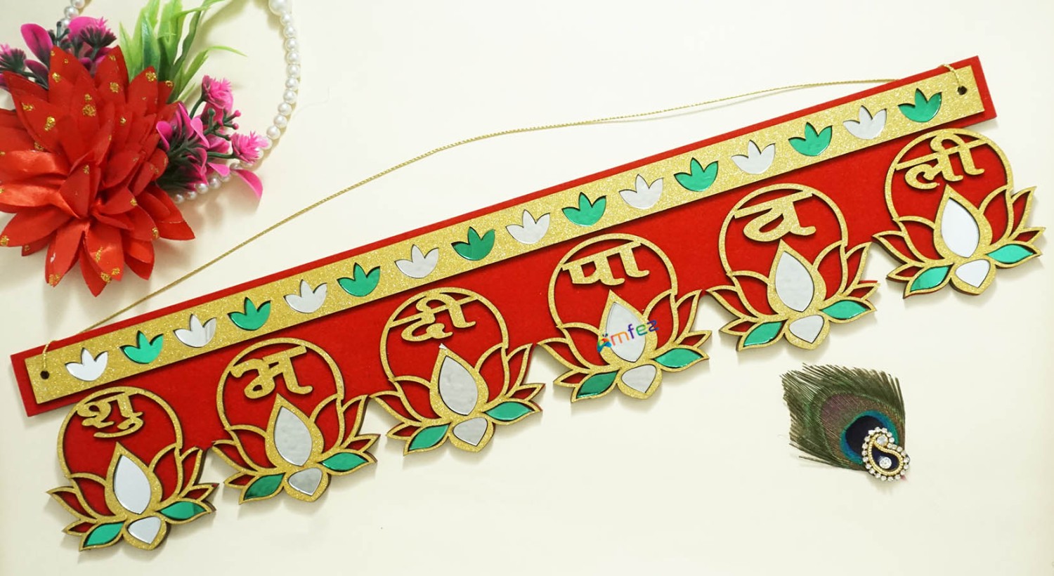 Red Glitter Printed Work Shagun Envelope