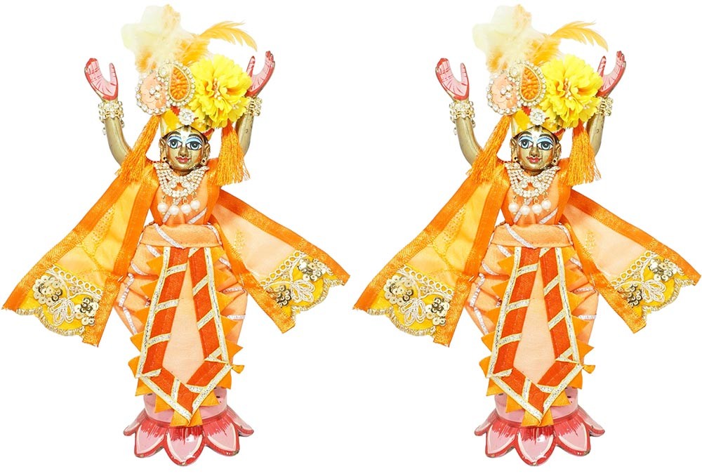 Gaur Nitai Orange Embroidery Lace Work Dress Amfez