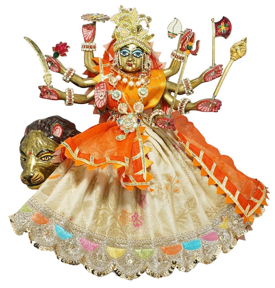 Green Sequins Embroidery Lace Work Durga Ji Dress