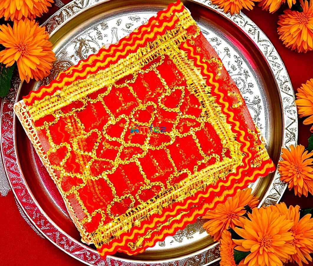 Red Glitter Printed Work Shagun Envelope