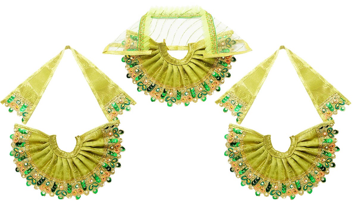 Jagannath Ji Green Embroidered Lace Work Dress