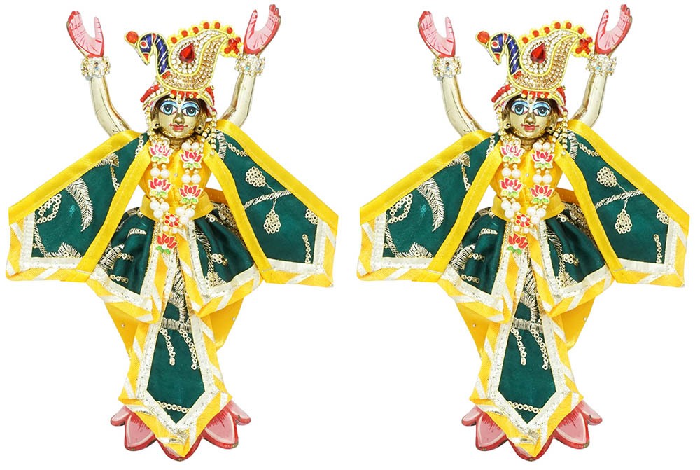 Gaur Nitai Green Yellow Embroidery Lace Work Dress